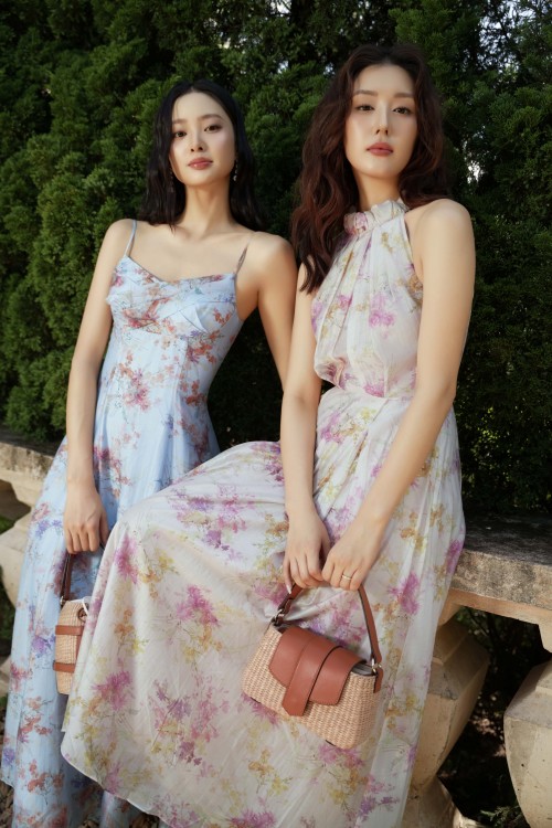 Sixdo Ocean Floral Organza Sleeveless Dress